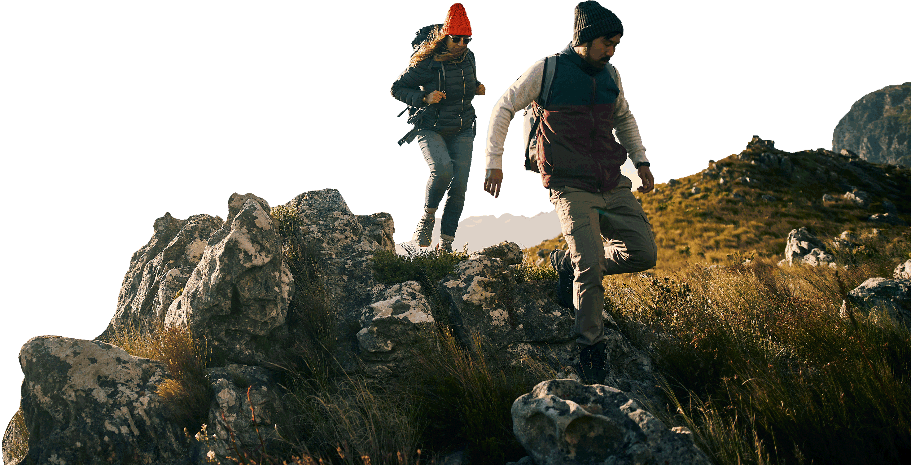 Hiking Couple on a Honeymoon Adventure